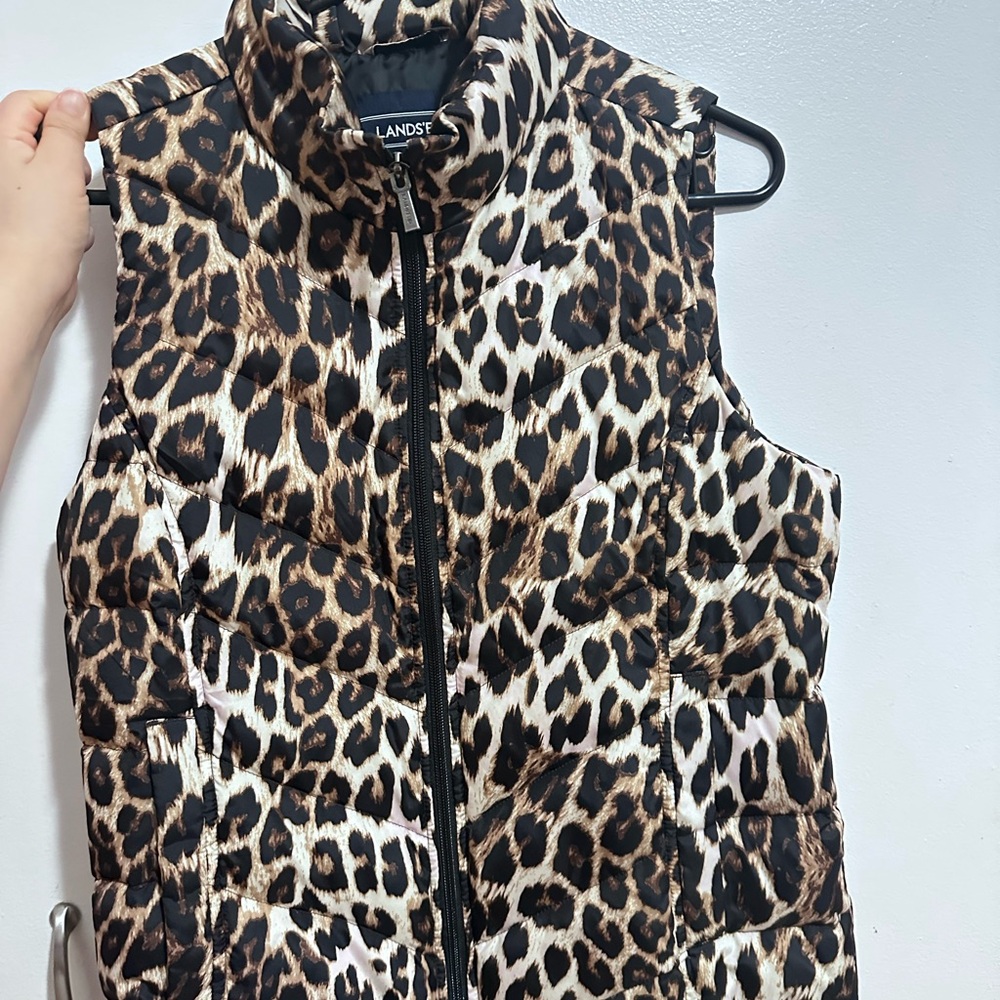 Lands' End Women's Leopard Print Puffer Vest